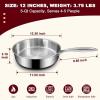 image:imageEWFEN 12 Inch TriPly Stainless Steel Frying Pan Compatible with All Cooktops Up to 600 Large Frying Pan InductionReady Skillet Dishwasher and Oven Safe Even Heat12 Saute Pan