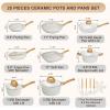 image:imageEWFEN 25 Pcs Pots and Pans Set Nonstick Ceramic Cookware Sets Healthy NonToxic Large Capacity Induction Compatible Cooking Set with Frying Pans amp Saucepans PFASPTFEPFOA Free Cream White25Piece Cream White