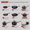 image:imageEWFEN 25 Pcs Pots and Pans Set Nonstick Ceramic Cookware Sets Healthy NonToxic Large Capacity Induction Compatible Cooking Set with Frying Pans amp Saucepans PFASPTFEPFOA Free Cream White25 PiecesBlack