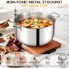 image:imageTriPly Stainless Steel Stock Pot 65 Quart Heavy Duty Induction Cooking Pot with Visible Lid for Pasta Soup Spaghetti Sturdy amp Double Handle Dishwasher Safe12 Quarts
