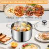 image:imageTriPly Stainless Steel Stock Pot 65 Quart Heavy Duty Induction Cooking Pot with Visible Lid for Pasta Soup Spaghetti Sturdy amp Double Handle Dishwasher Safe8 Quarts