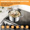 image:imageTriPly Stainless Steel Stock Pot 65 Quart Heavy Duty Induction Cooking Pot with Visible Lid for Pasta Soup Spaghetti Sturdy amp Double Handle Dishwasher Safe8 Quarts