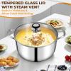 image:imageTriPly Stainless Steel Stock Pot 65 Quart Heavy Duty Induction Cooking Pot with Visible Lid for Pasta Soup Spaghetti Sturdy amp Double Handle Dishwasher Safe12 Quarts