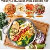 image:imageTriPly Stainless Steel Stock Pot 65 Quart Heavy Duty Induction Cooking Pot with Visible Lid for Pasta Soup Spaghetti Sturdy amp Double Handle Dishwasher Safe12 Quarts