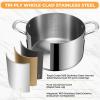 image:imageTriPly Stainless Steel Stock Pot 65 Quart Heavy Duty Induction Cooking Pot with Visible Lid for Pasta Soup Spaghetti Sturdy amp Double Handle Dishwasher Safe8 Quarts