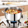 image:imageTriPly Stainless Steel Stock Pot 65 Quart Heavy Duty Induction Cooking Pot with Visible Lid for Pasta Soup Spaghetti Sturdy amp Double Handle Dishwasher Safe12 Quarts