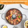 image:imageTriPly Stainless Steel Stock Pot 65 Quart Heavy Duty Induction Cooking Pot with Visible Lid for Pasta Soup Spaghetti Sturdy amp Double Handle Dishwasher Safe8 Quarts