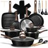 image:imageEWFEN 25 Pcs Pots and Pans Set Nonstick Ceramic Cookware Sets Healthy NonToxic Large Capacity Induction Compatible Cooking Set with Frying Pans amp Saucepans PFASPTFEPFOA Free Cream White25 PiecesBlack