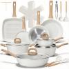 image:imageEWFEN 25 Pcs Pots and Pans Set Nonstick Ceramic Cookware Sets Healthy NonToxic Large Capacity Induction Compatible Cooking Set with Frying Pans amp Saucepans PFASPTFEPFOA Free Cream White25Piece Cream White