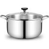 image:imageTriPly Stainless Steel Stock Pot 65 Quart Heavy Duty Induction Cooking Pot with Visible Lid for Pasta Soup Spaghetti Sturdy amp Double Handle Dishwasher Safe12 Quarts