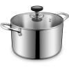 image:imageTriPly Stainless Steel Stock Pot 65 Quart Heavy Duty Induction Cooking Pot with Visible Lid for Pasta Soup Spaghetti Sturdy amp Double Handle Dishwasher Safe8 Quarts