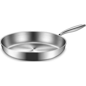 image:imageEWFEN 12 Inch TriPly Stainless Steel Frying Pan Compatible with All Cooktops Up to 600 Large Frying Pan InductionReady Skillet Dishwasher and Oven Safe Even Heat12 Skillet