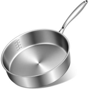image:imageEWFEN 12 Inch TriPly Stainless Steel Frying Pan Compatible with All Cooktops Up to 600 Large Frying Pan InductionReady Skillet Dishwasher and Oven Safe Even Heat12 Saute Pan